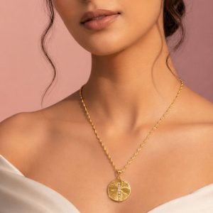 golden sunburst pendant necklace – waterproof luxe chain